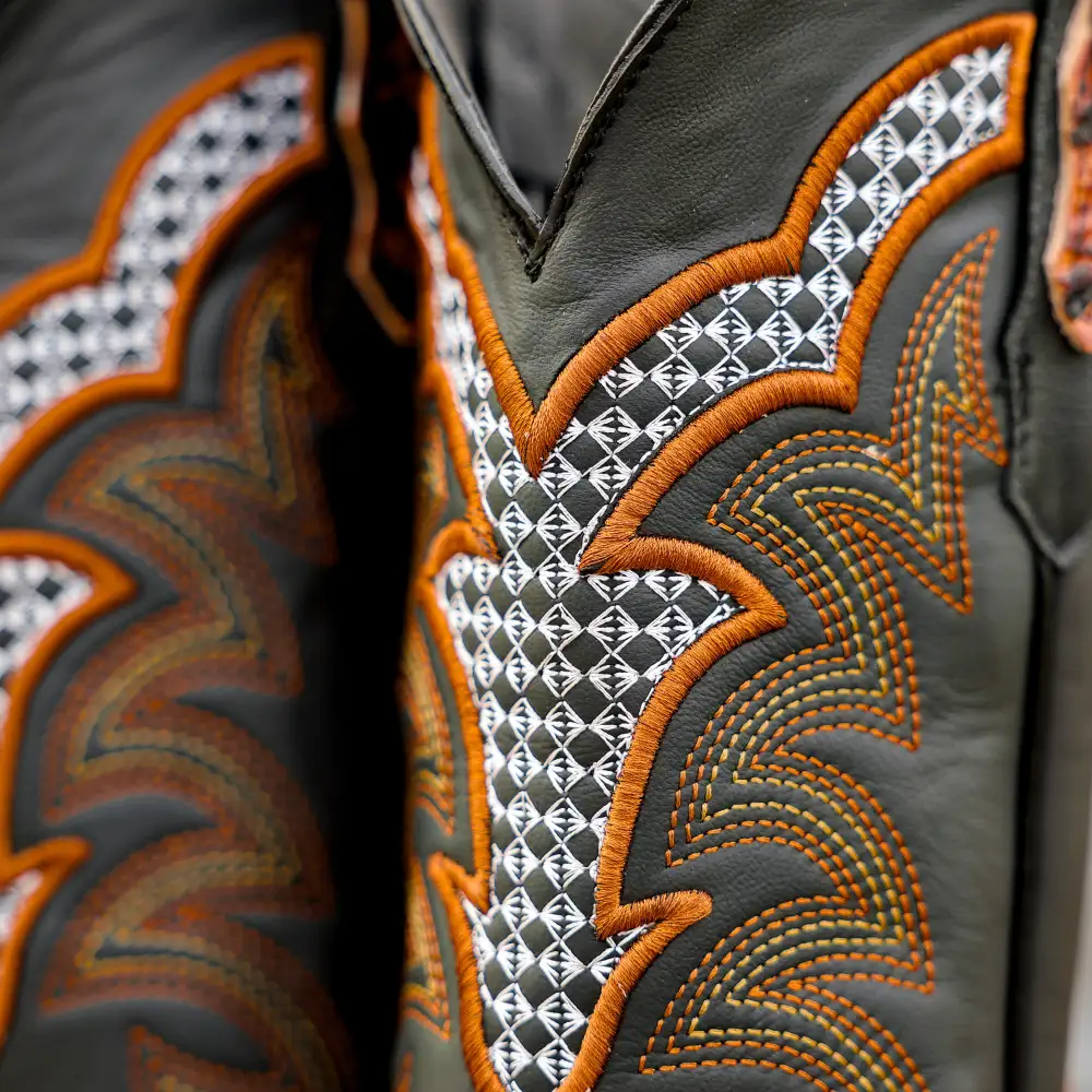 Cognac Jumbo Pirarucu Leather Boots - Square Toe