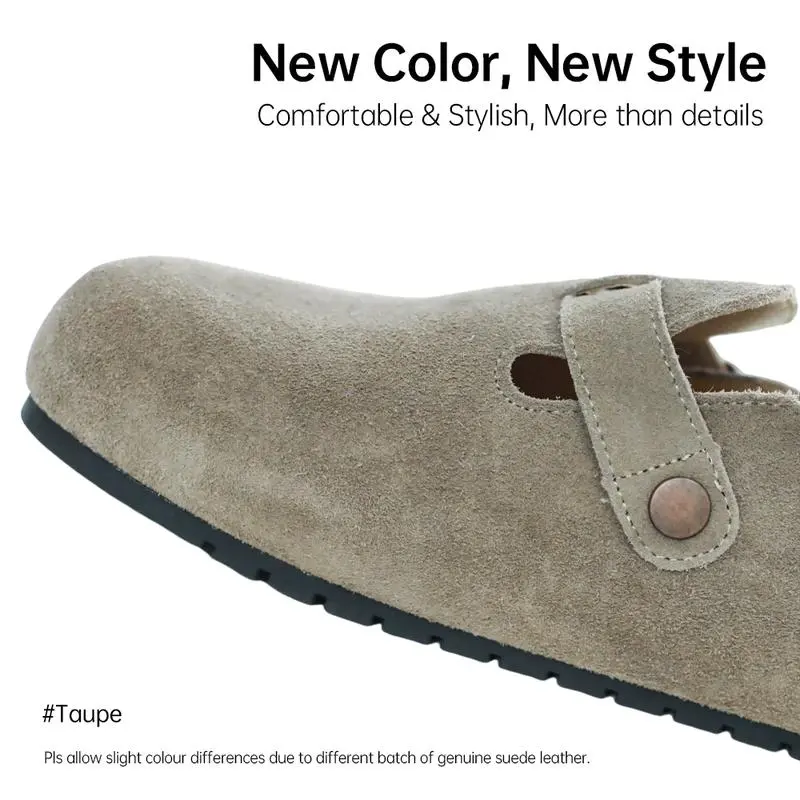 Round-Toe Cork Insoles Flat Buckle Fashion Walking Shoes