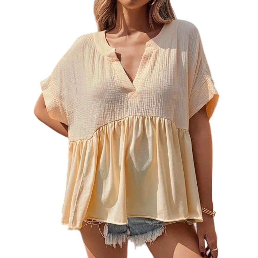 Womens Summer Babydoll Tops V Neck