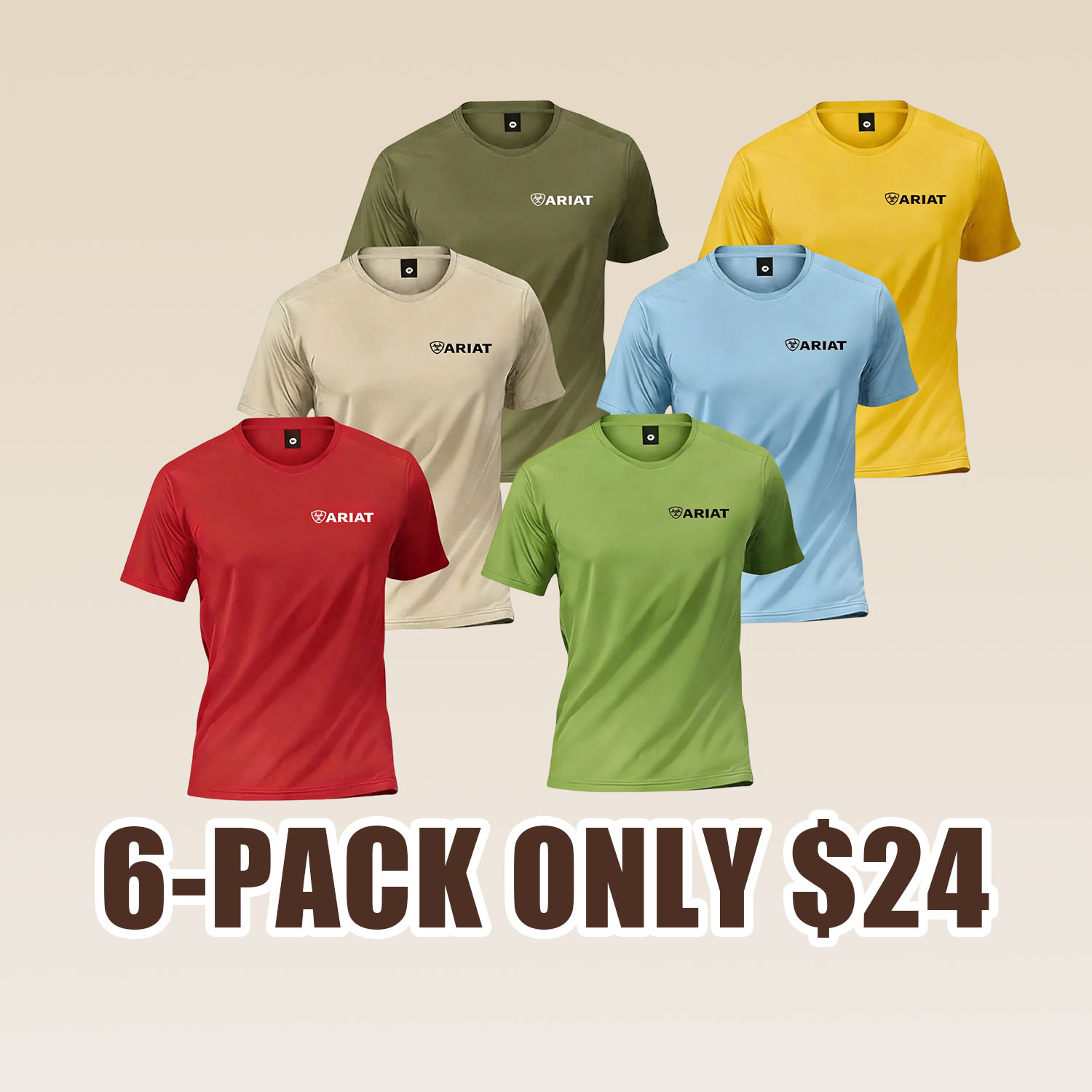 6 Piece Set Sport Short Sleeve T-Shirt, Casual Commute Wear