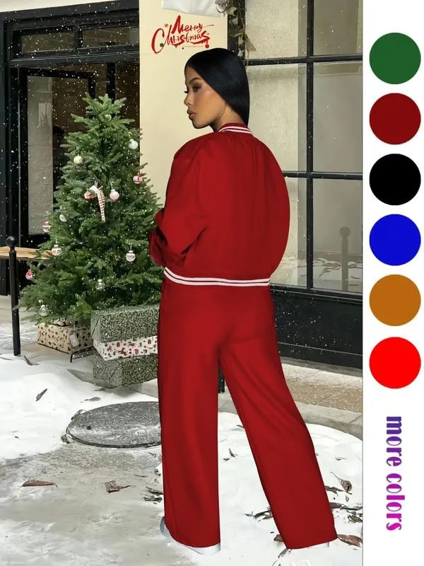 Women's Casual Baseball Jacket, Solid Color Sports Wear, Pocket Sportswear