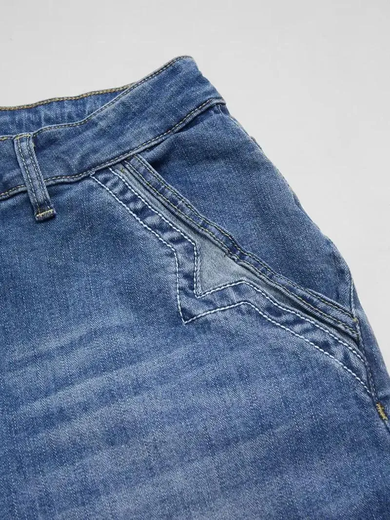 Women's Denim Wide Leg Pants with Pocket Patches, Casual Loose Fit Jeans for Daily Wear