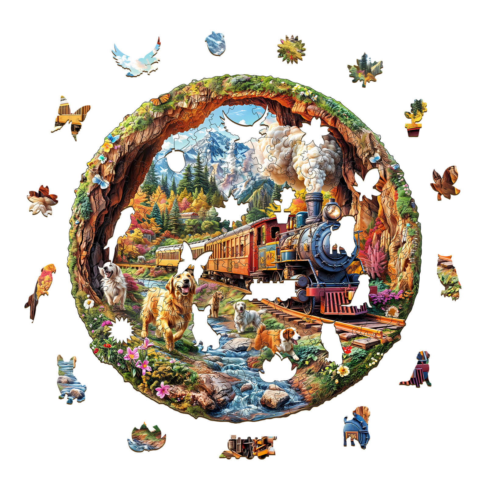 3D Racing the Train-1 Wooden Jigsaw Puzzle