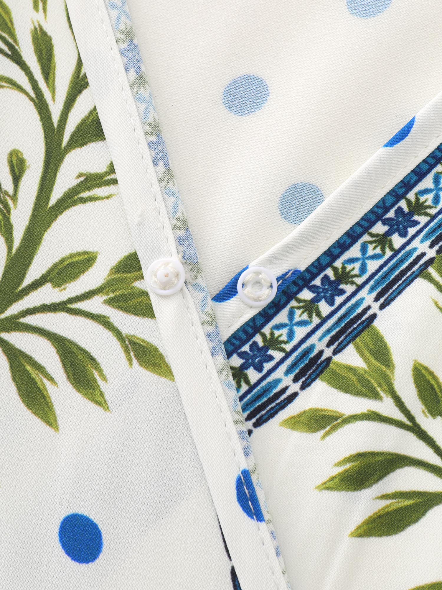 Parrot Print Lace Trim Surplice Neckline Maxi Dress