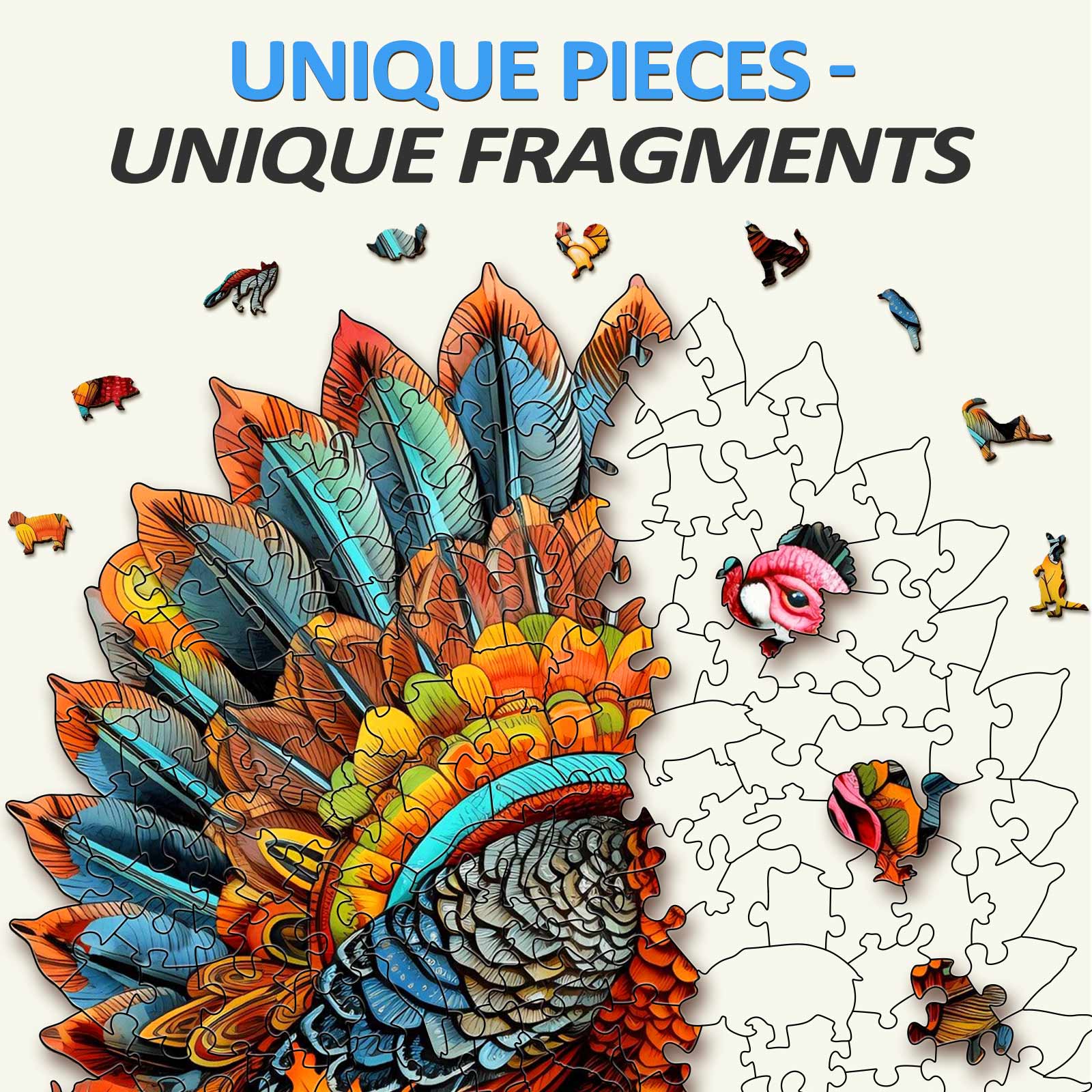 Colorful Turkey Wooden Jigsaw Puzzle