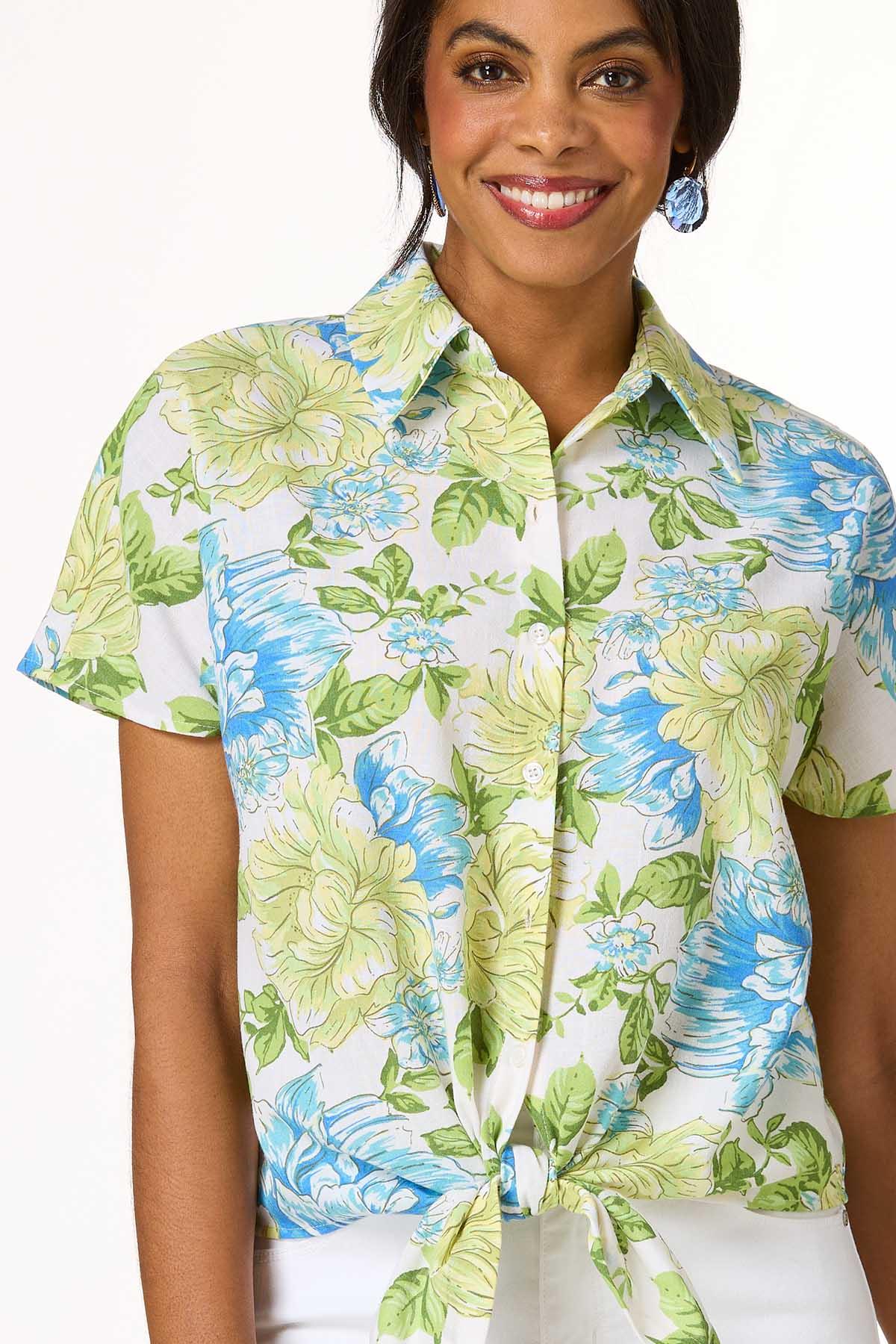 Floral Tie Front Shirt