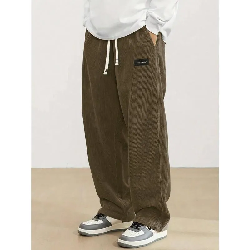 Men'S Thermal Winter Pants with Drawstring Waist - Beige Non-Stretch Trousers, Men's Sweatpants