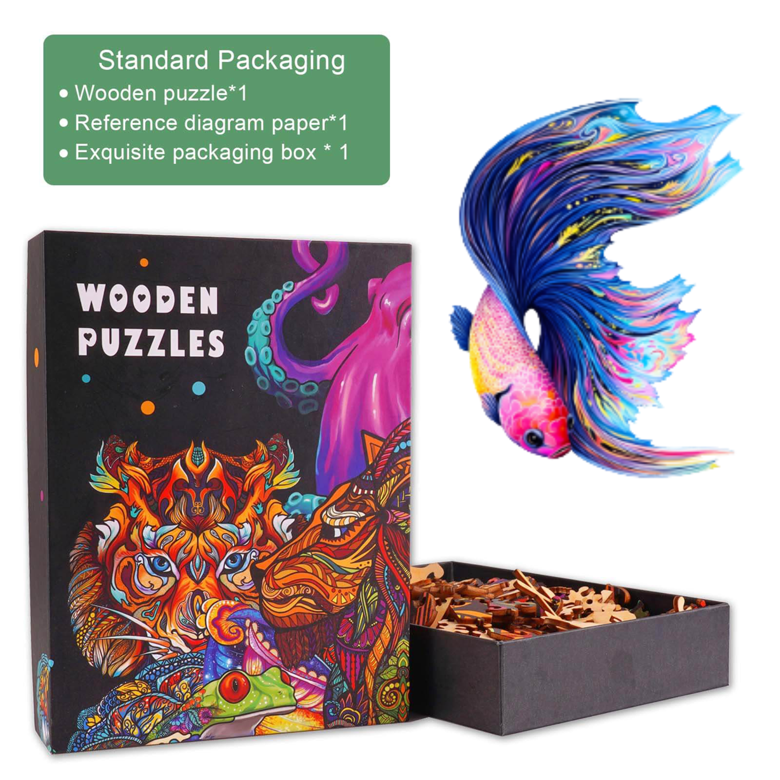 Half Moon Betta Wooden Jigsaw Puzzle