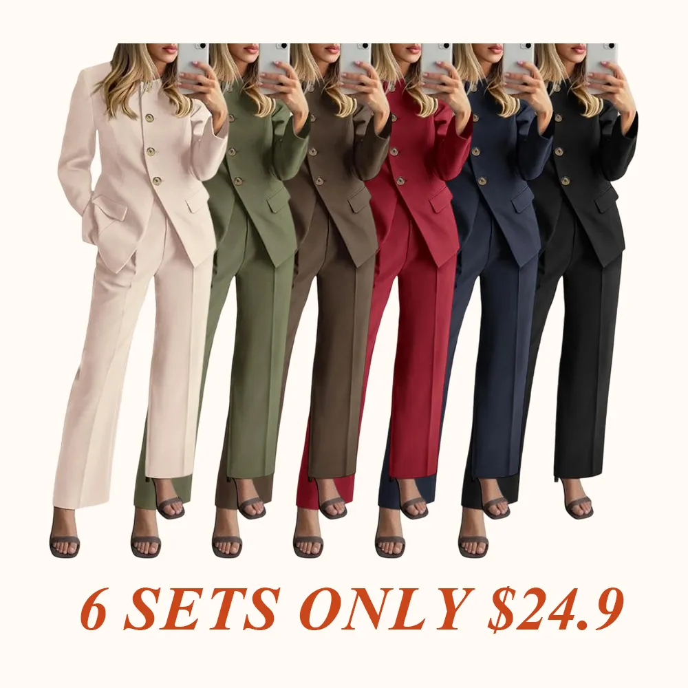 Two-Piece Set for Women Fall Fashion Business Casual Long Sleeve Blazer Jackets