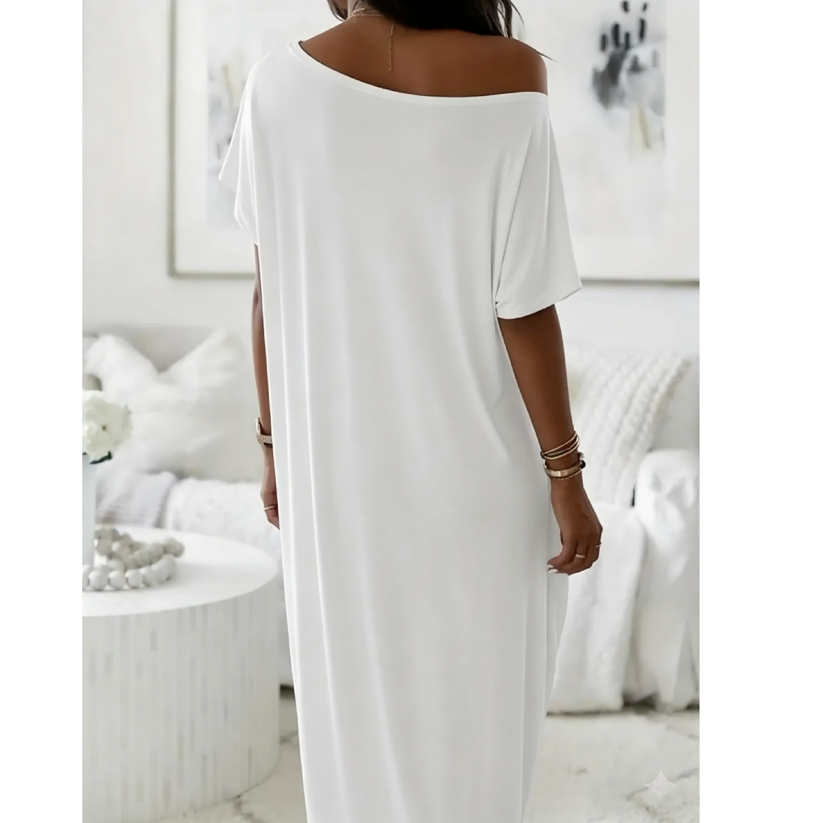 Women's Solid Color Batwing Sleeve Lounge Dress