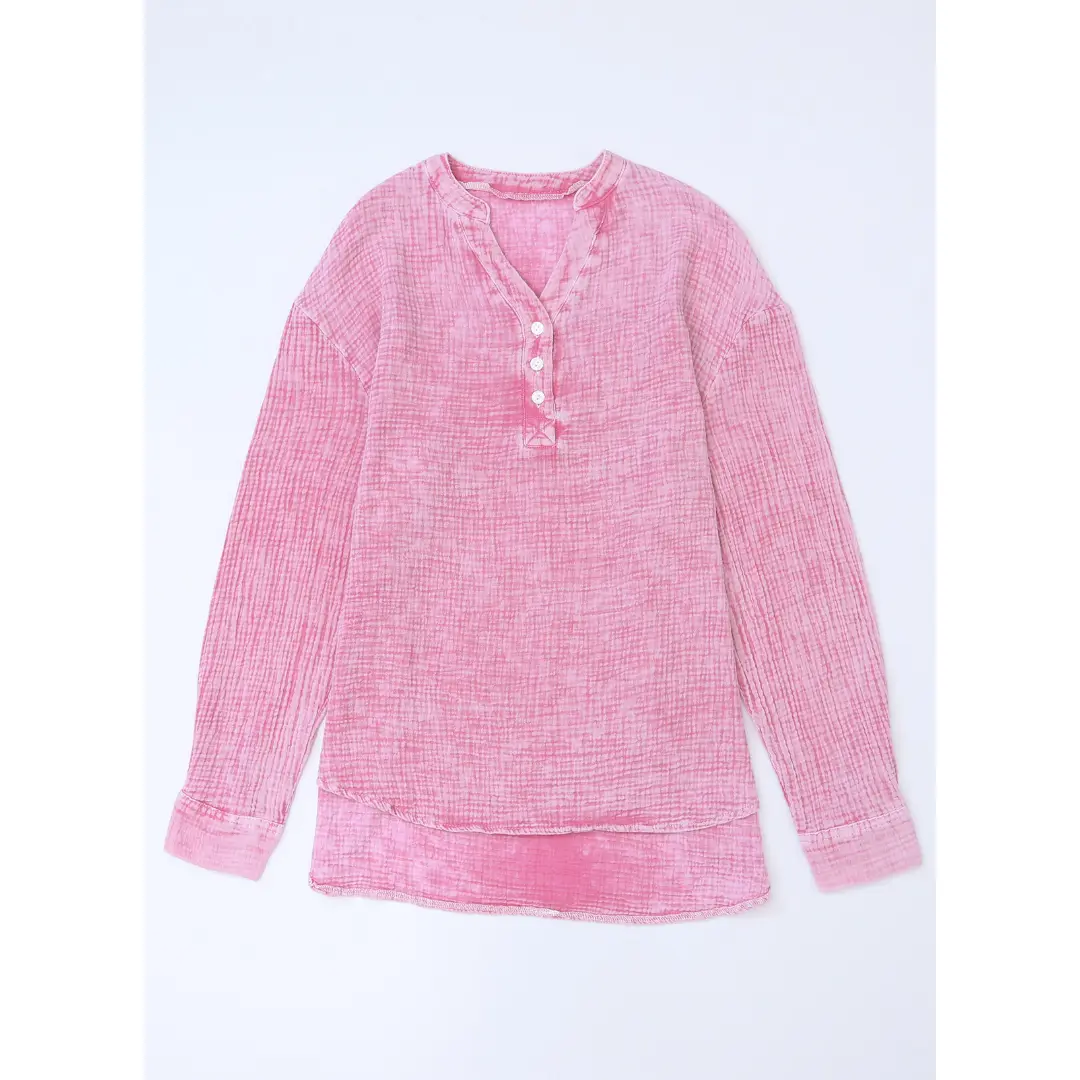 Women's Casual Button V Neck Long Sleeve Shirts Oversized Solid Blouses Tops 100% Cotton Boyfriend Style Loose Fit