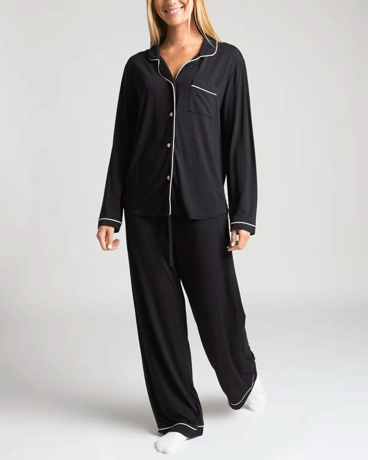 Women’s Soft Button-Up Pajama Set – Long Sleeve Lounge Top & Pants