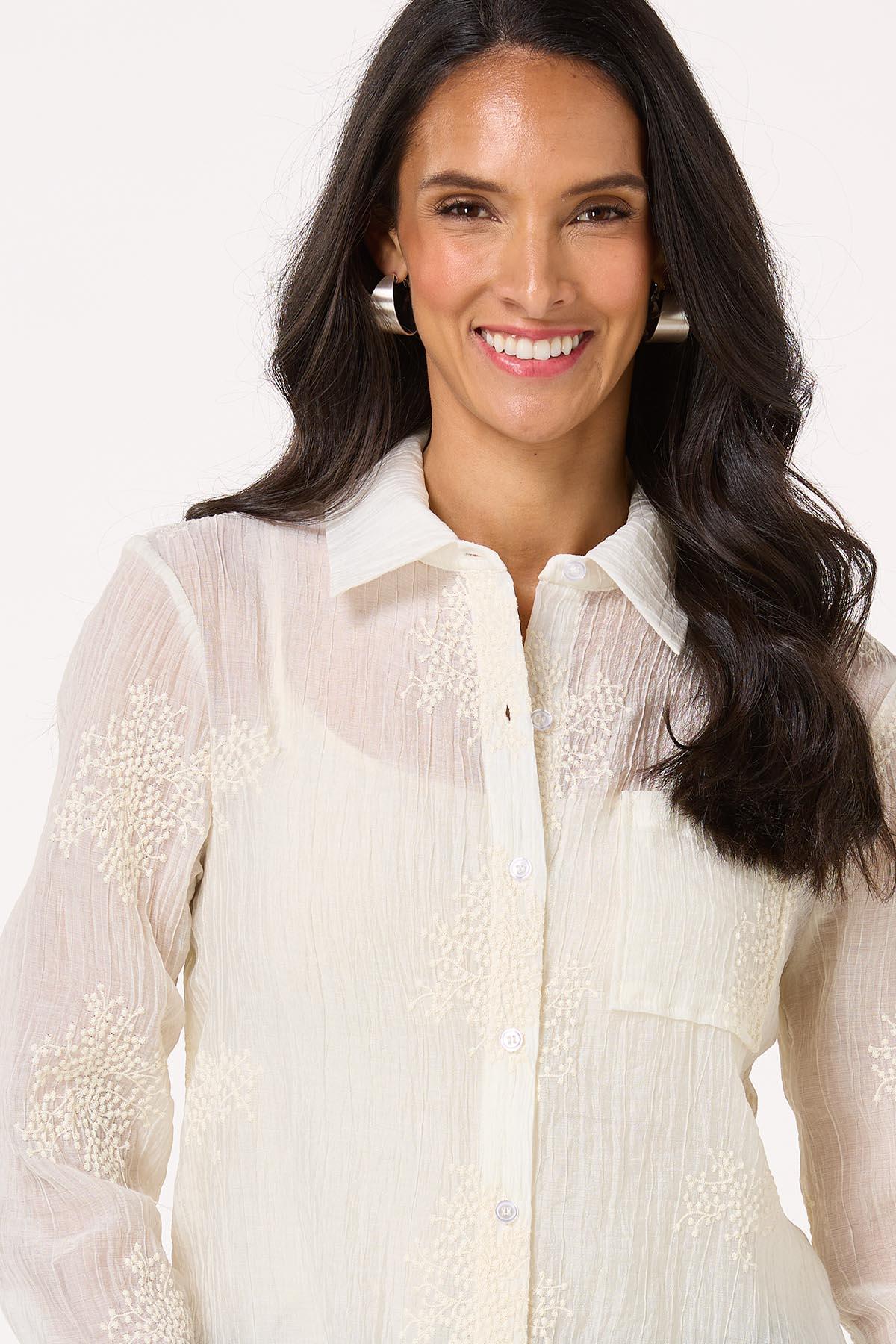 Natural Textured Embroidered Shirt