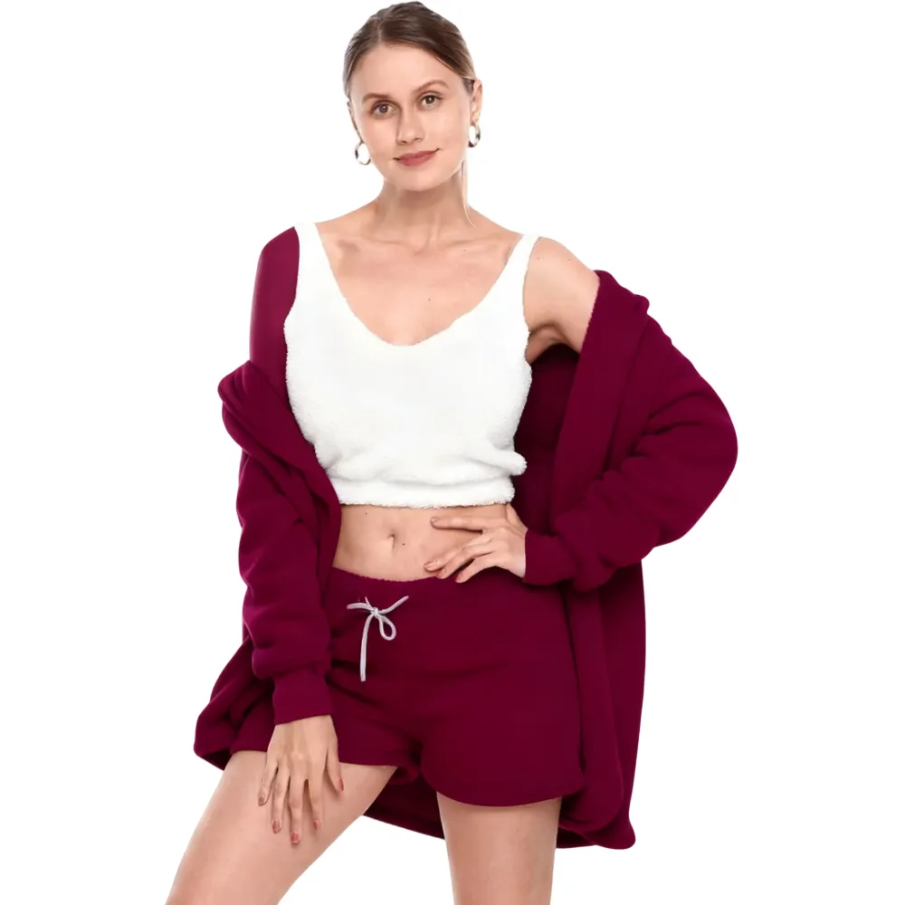 Women's Sherpa Fleece 3-Piece Cozy Loungewear Set