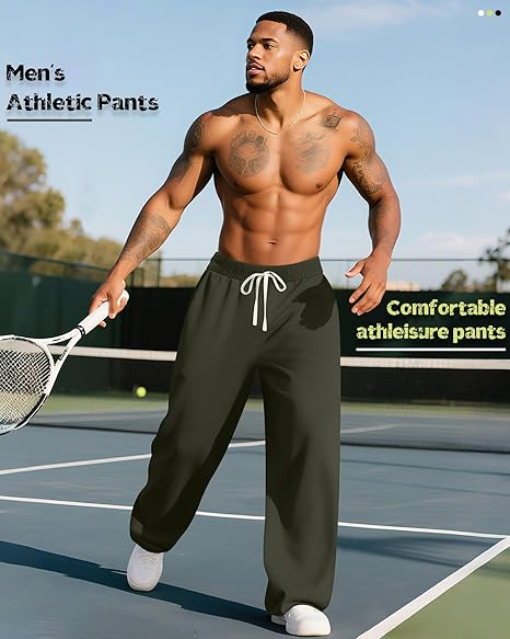 GYM PEOPLE Men's Baggy Fleece Workout Sweatpants with Pockets