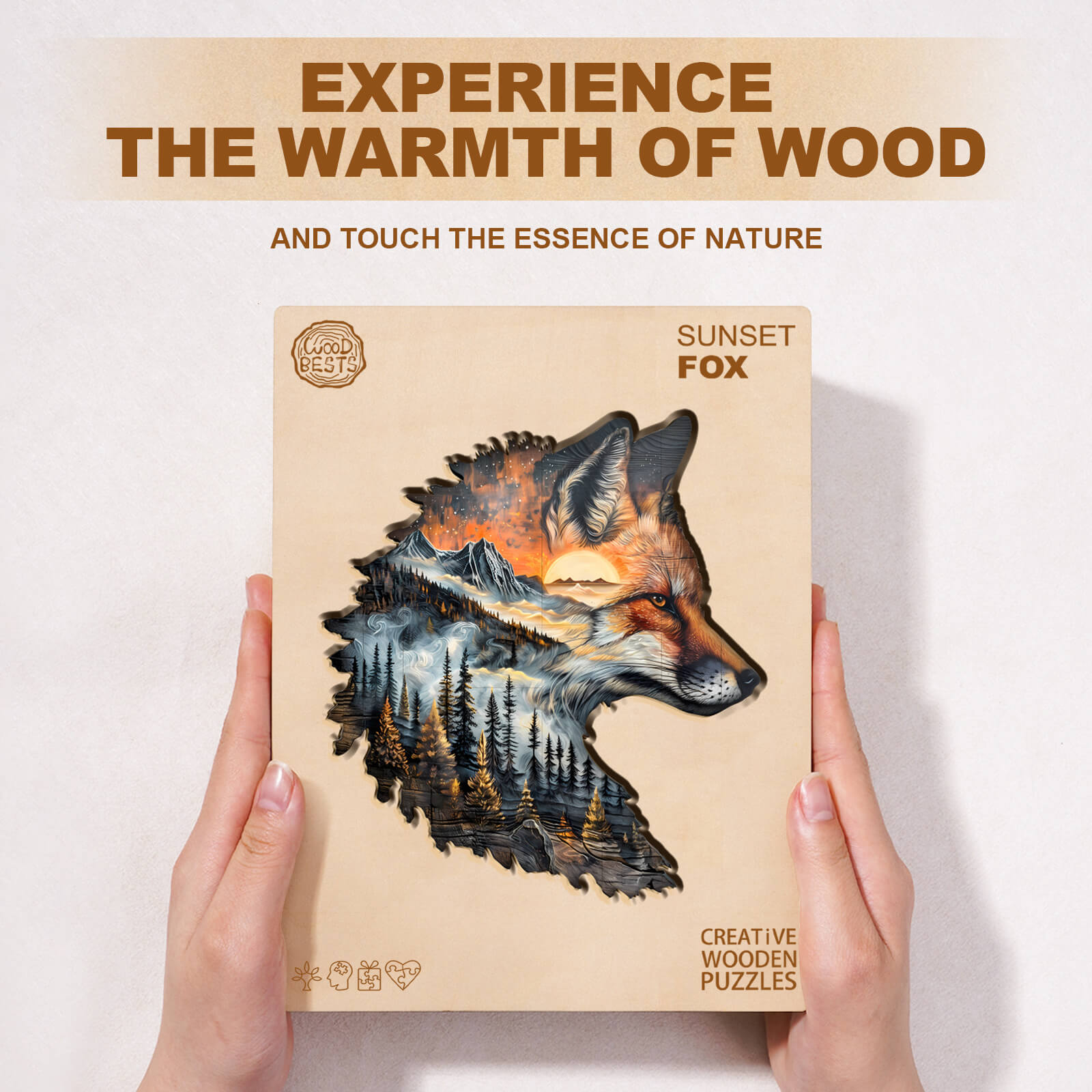 Sunset Fox Wooden Jigsaw Puzzle