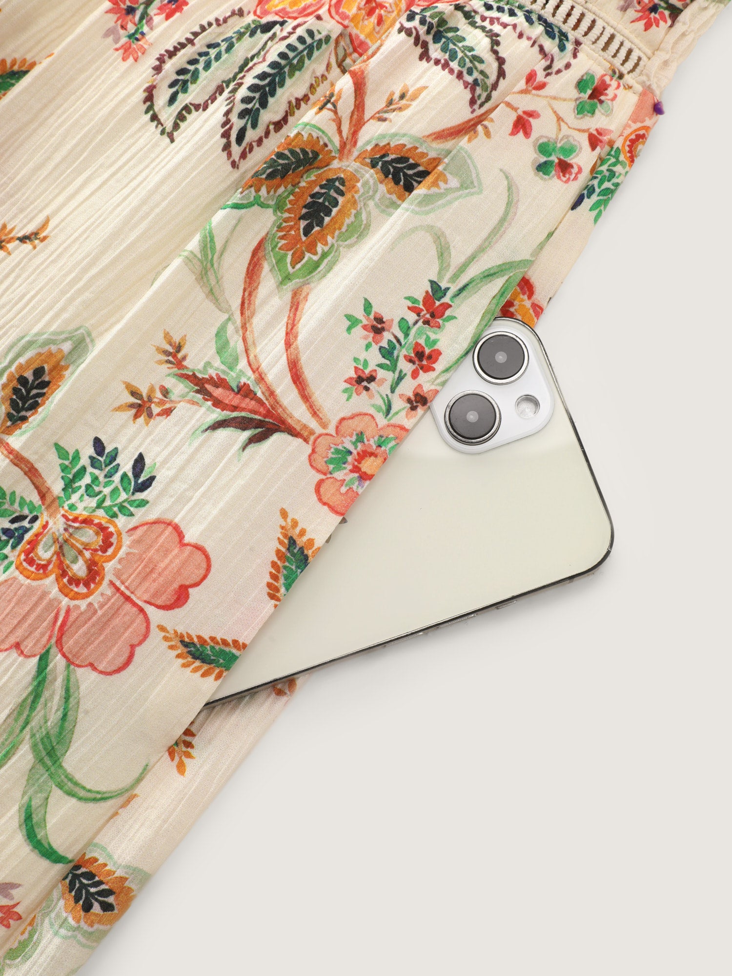 Floral Lace Trim Cinched-Waist Jumpsuit