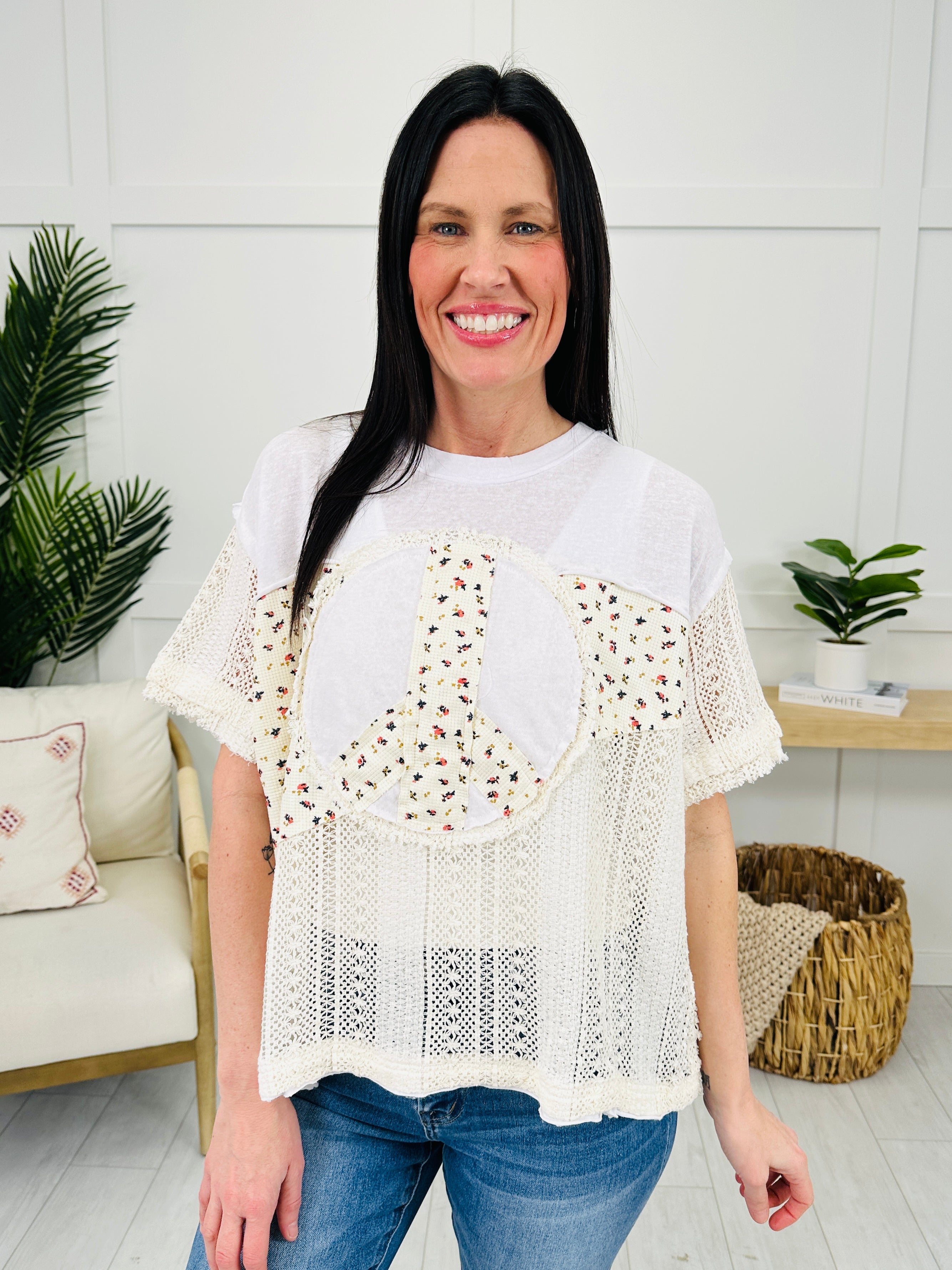 Harmony Stitch Top In Ivory Multi