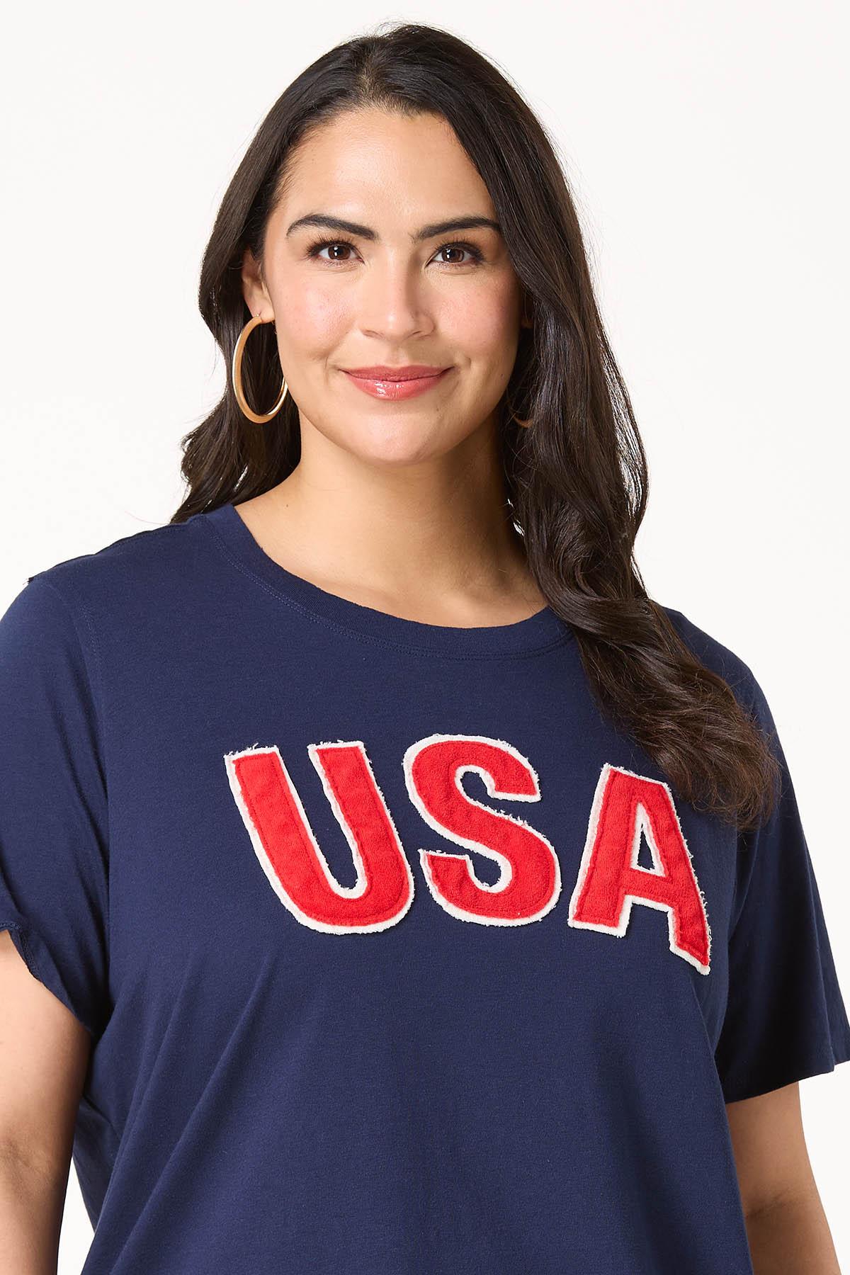 Plus Size Textured Usa Graphic Tee