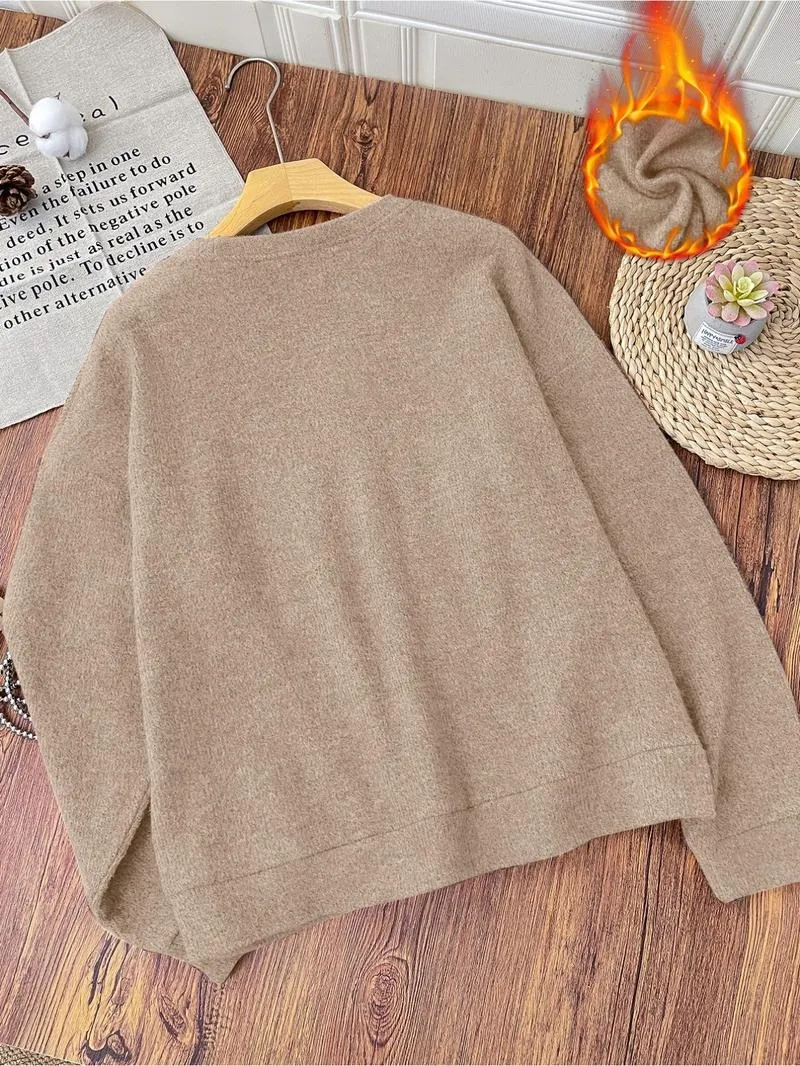 [Autumn and Winter] Women's casual and fashionable round neck faux sweater tops