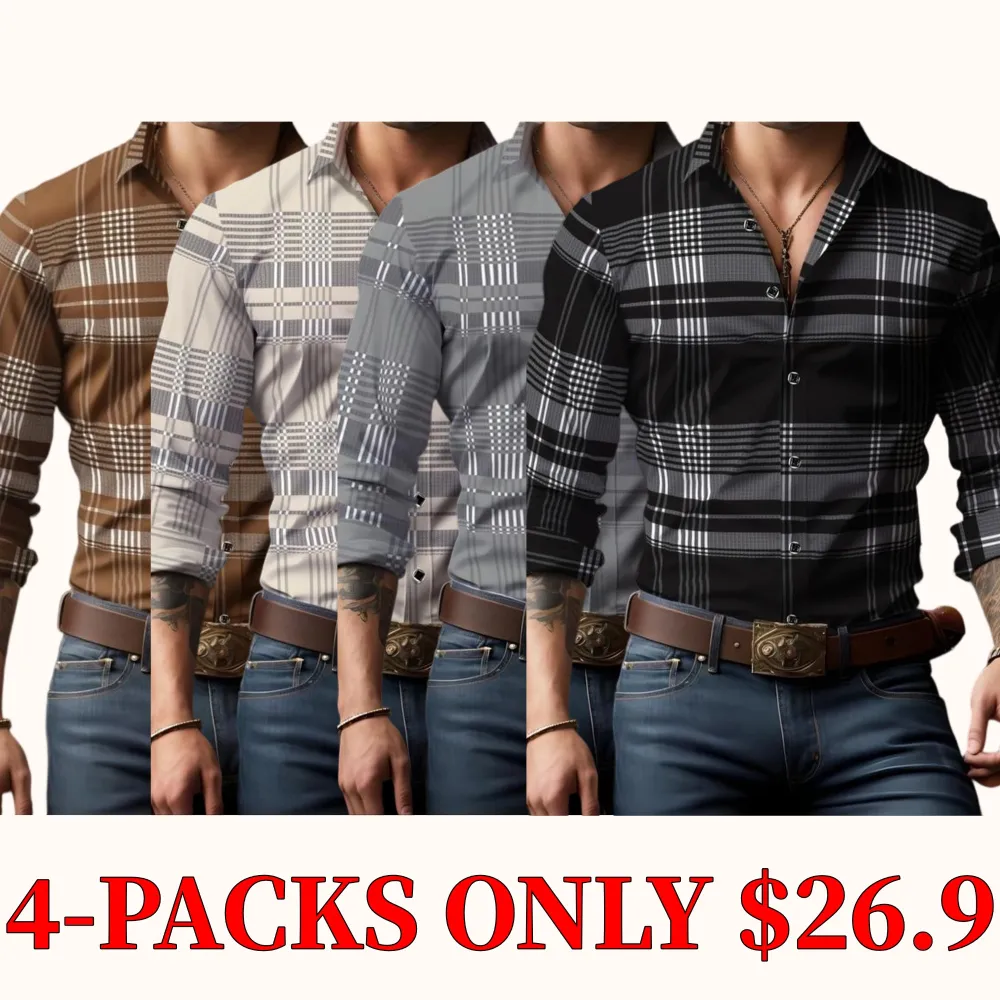 Men's long-sleeved casual shirt, stylish and simple design