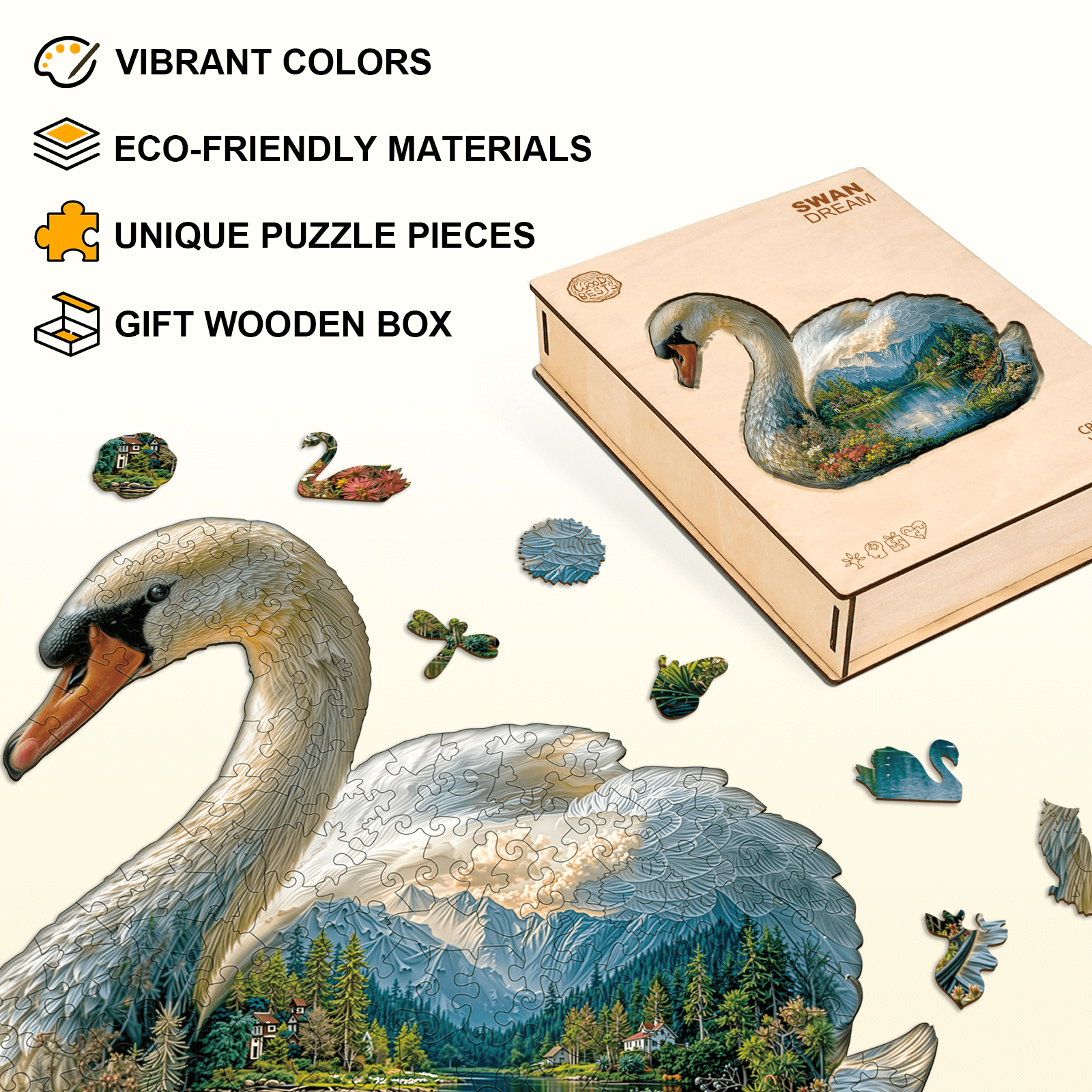 Swan Dream Wooden Jigsaw Puzzle