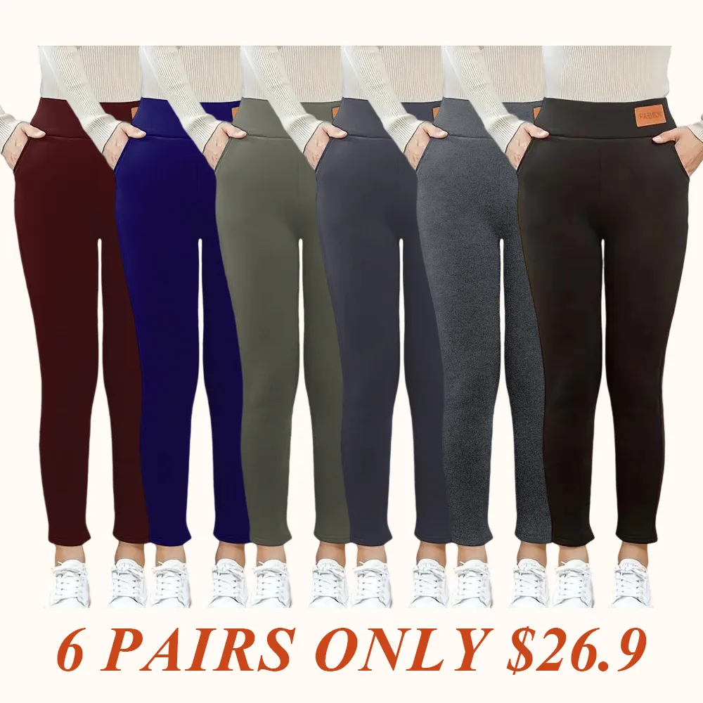 Women's solid casual plush leggings