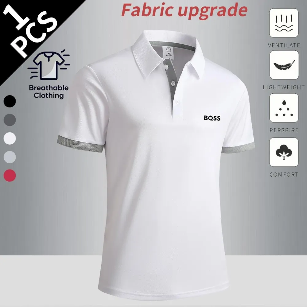 Summer new men's comfortable POLO shirts, classic button-down lapel tops