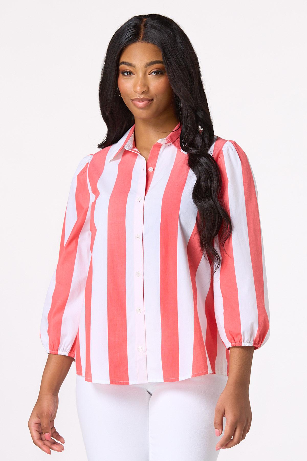 Coral Stripe Shirt