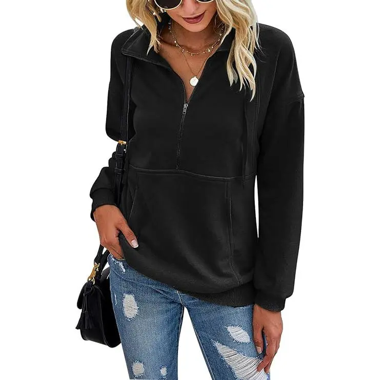 Women's Casual Long Sleeve Lapel Zipper Sweatshirt