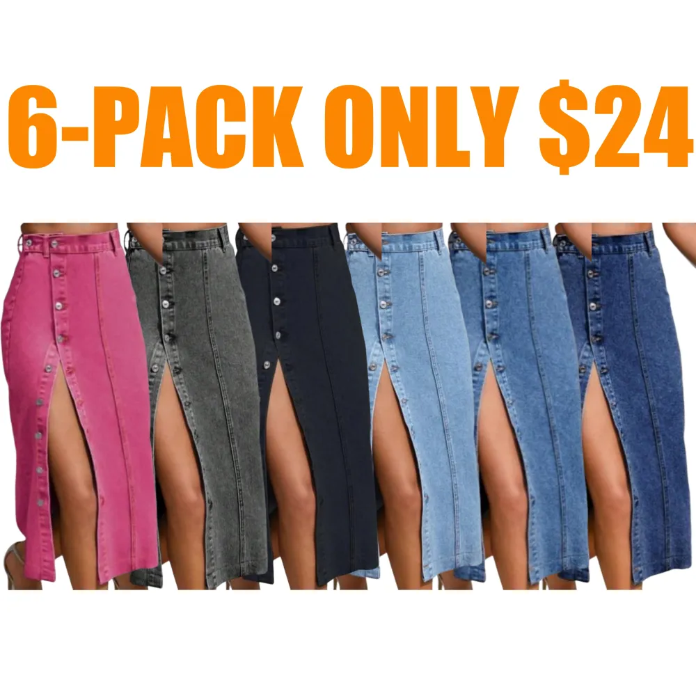 Women's Button Front Denim Skirt
