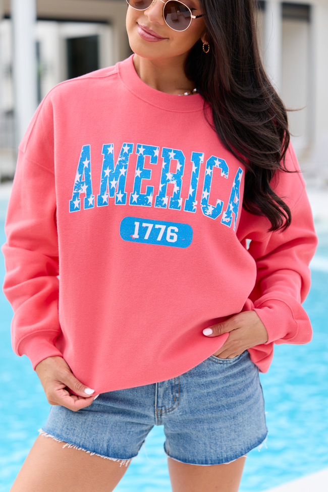 America Star 1776 Light Red Graphic Sweatshirt