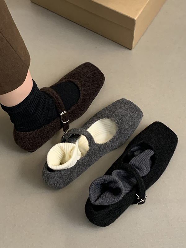 Hollow Shallow Cut Split-Joint Square-Toe Mary Janes Flat Shoes