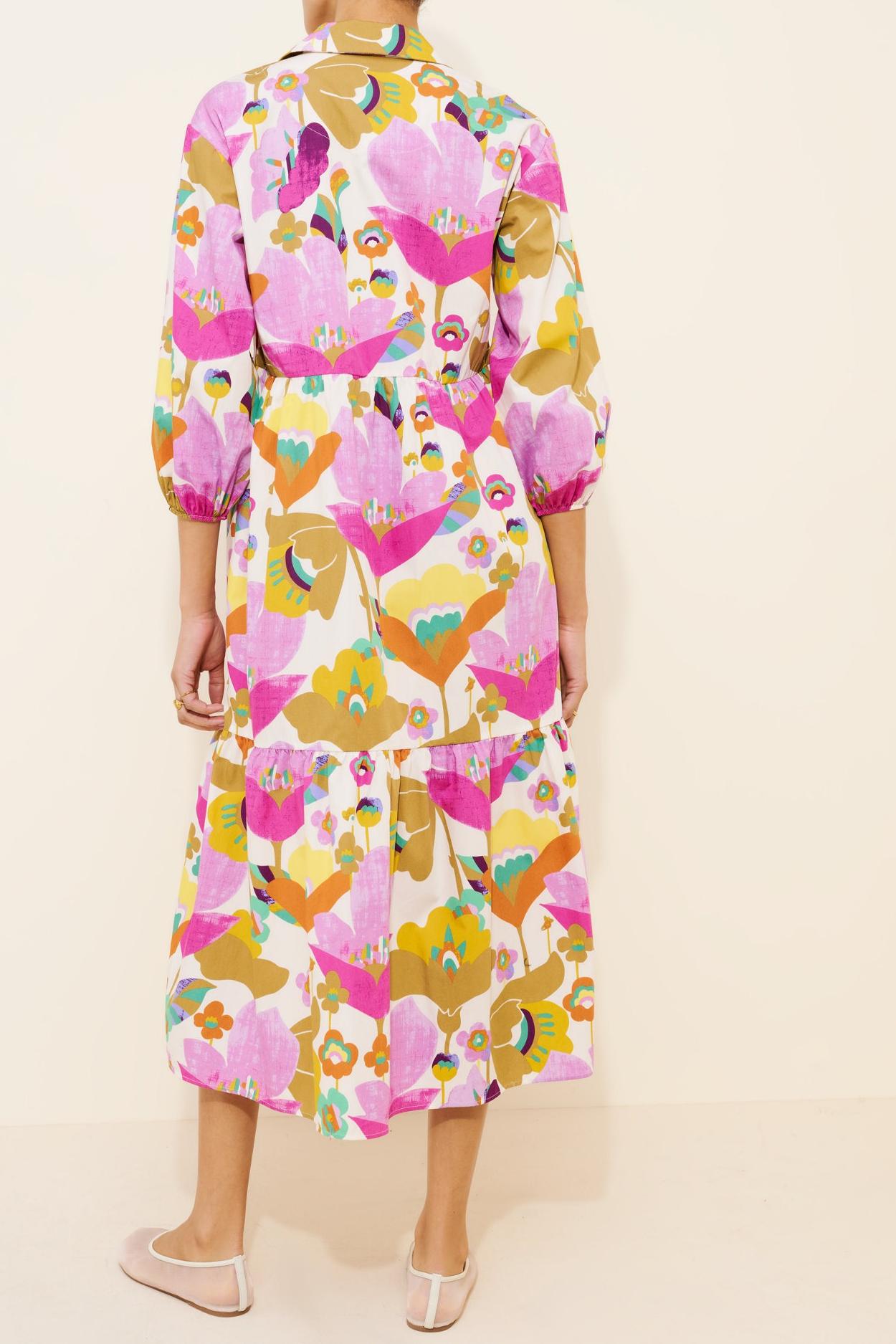 Blurred Floral Hi Low Wrap Dress