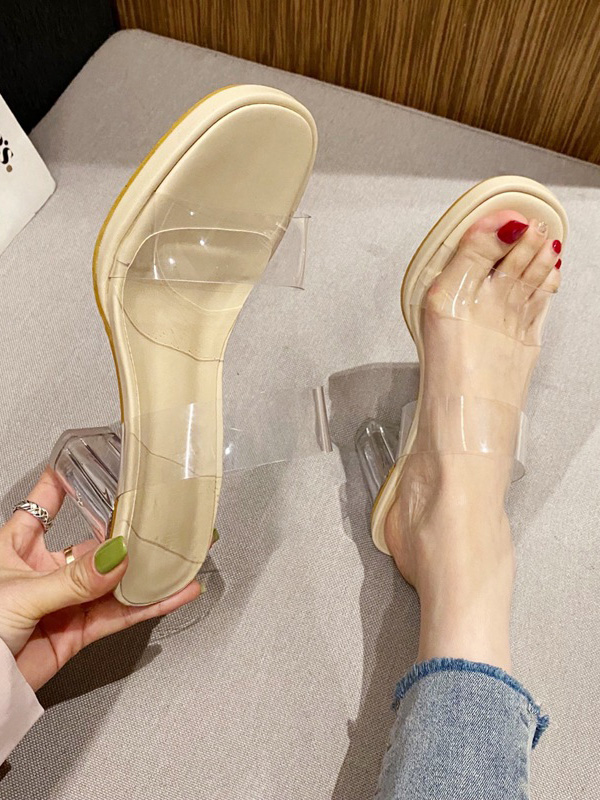 Open Toe Transparent Sandals Platform Shoes