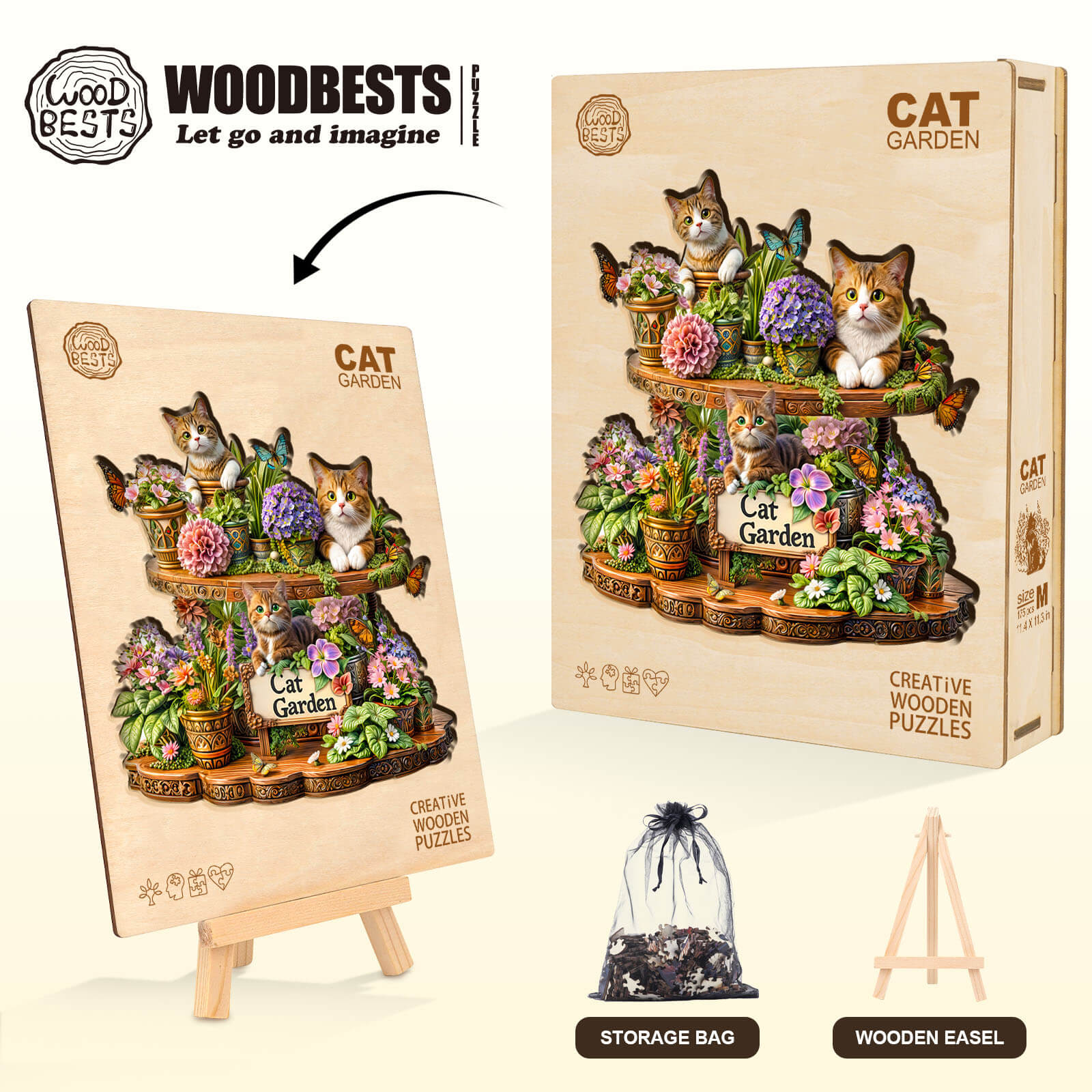 Cat Garden Wooden Jigsaw Puzzle