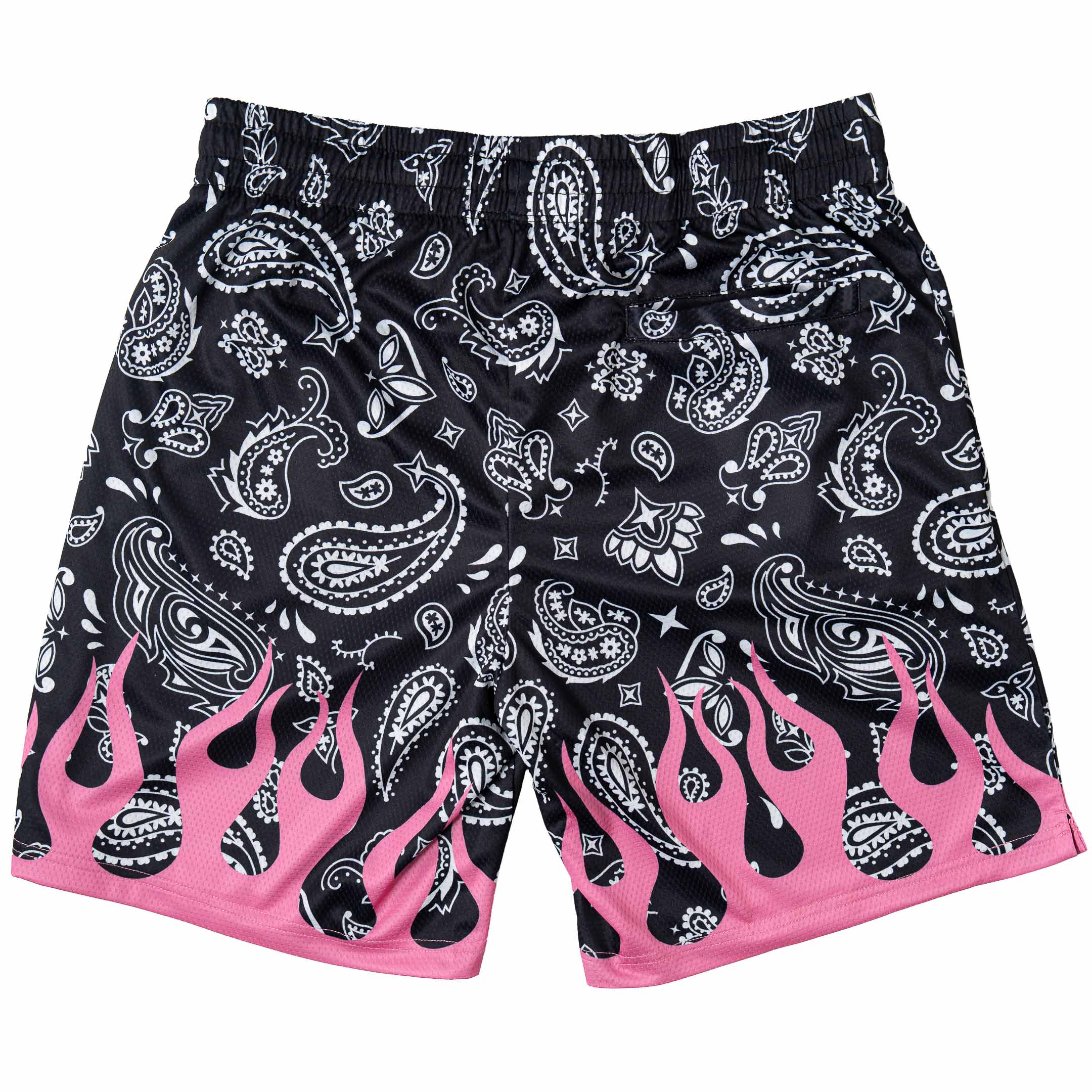 RELAXED CUT SHORTS BANDANA FLAME - BLACK / PINK