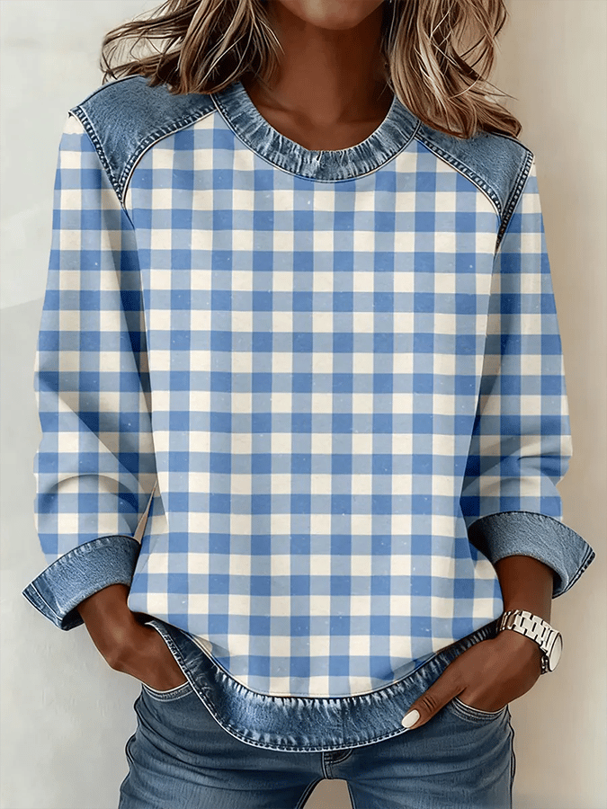 Women'S Casual Round Neck Printed Pullover Sweatshirt