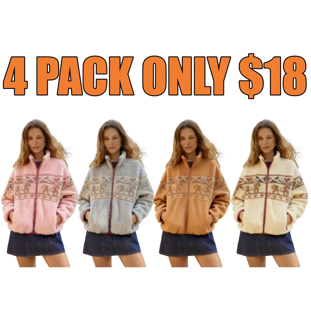 Merry Chrismas Fleece Collar Graphic Jacket