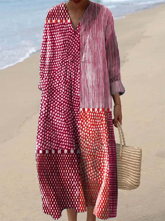 Women's Abstract Geometric Line Art Print Dress- Fast Shipping