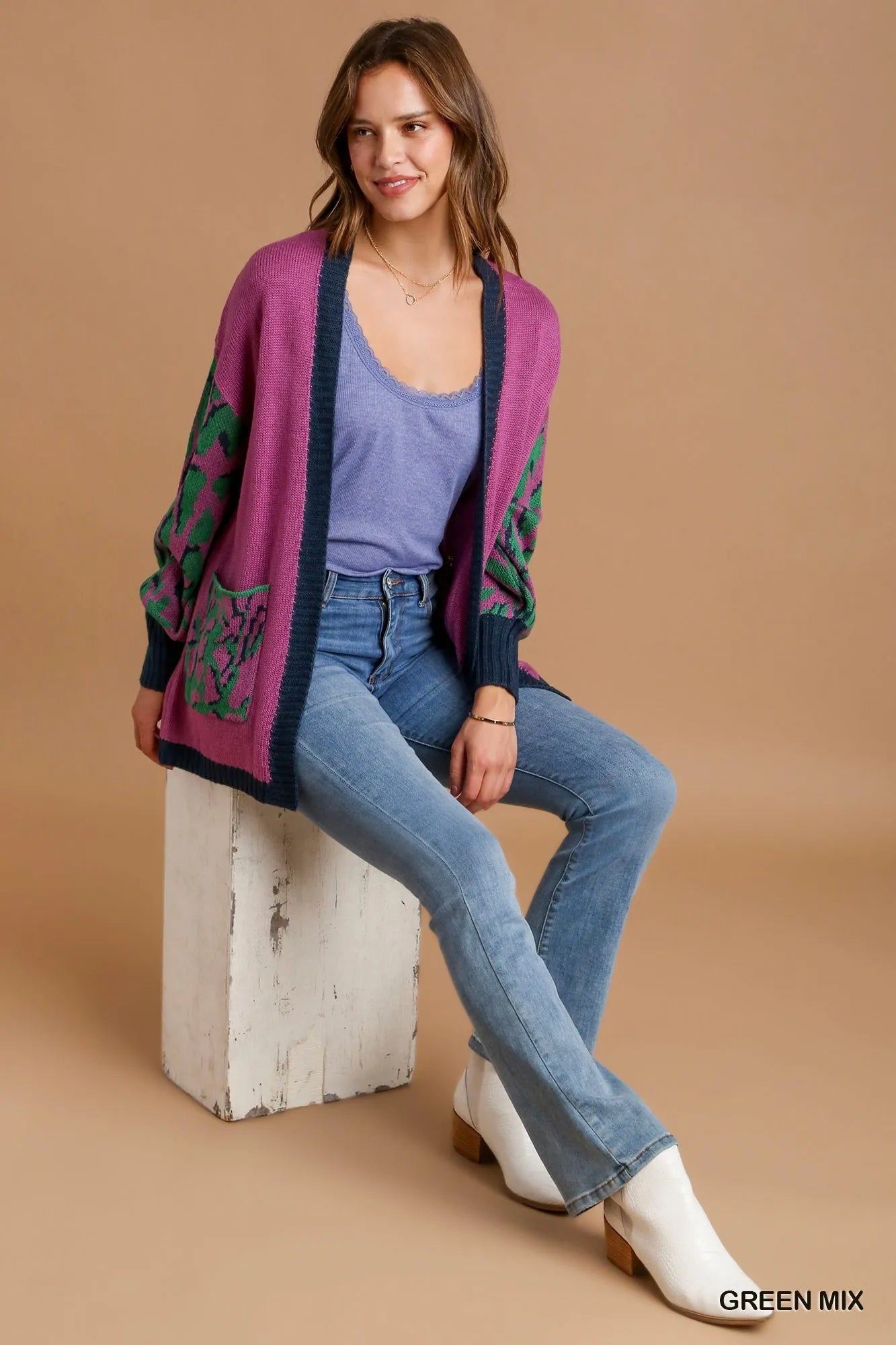 Leopard Print Open Front Sweater Cardigan