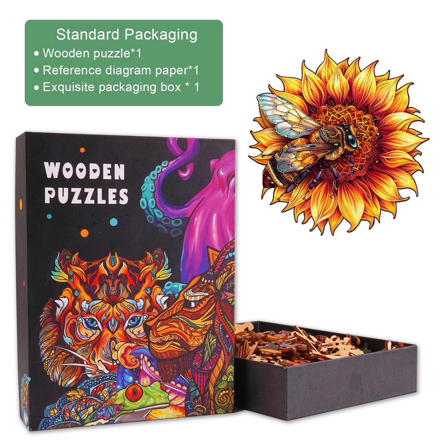 Bee and Sunflower Wooden Jigsaw Puzzle