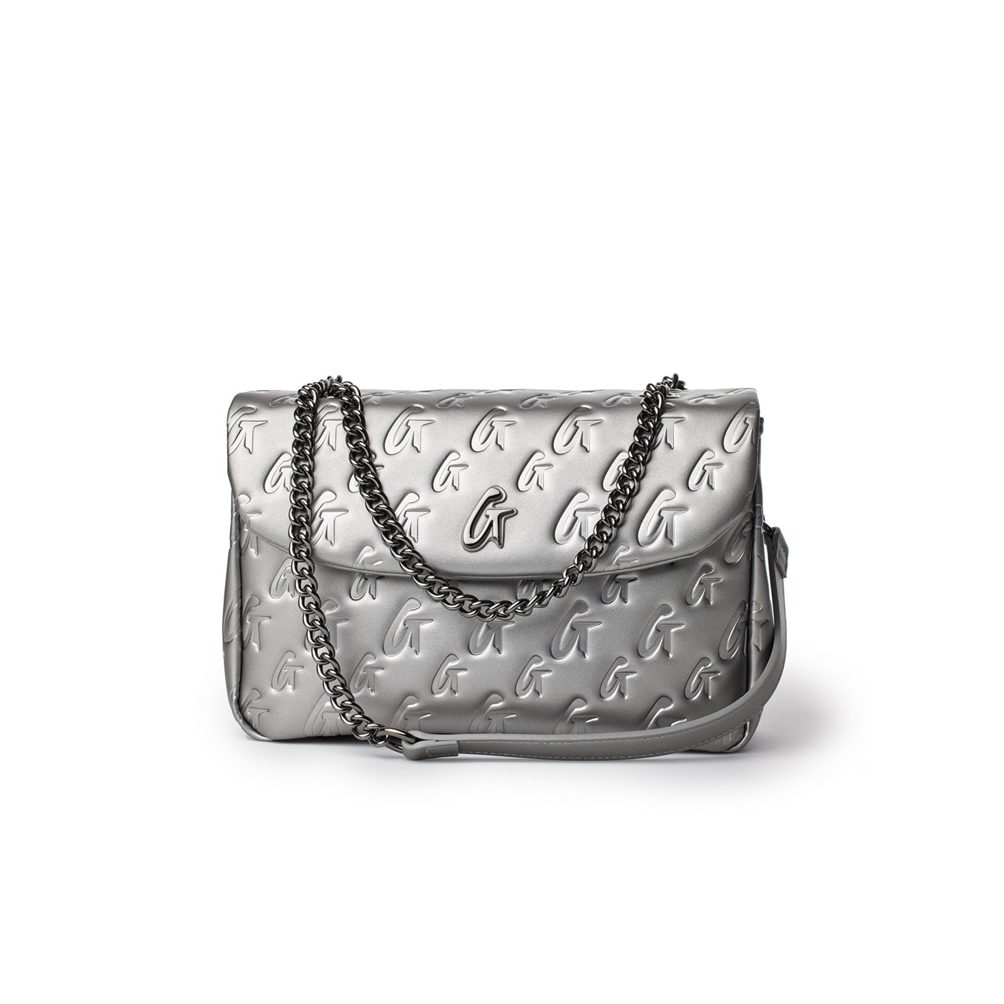 MEDIUM MONOGRAM FLAP BAG - PLATINUM