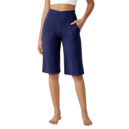 Loose High-Waist Casual Cropped Yoga Pants Shorts Women 14