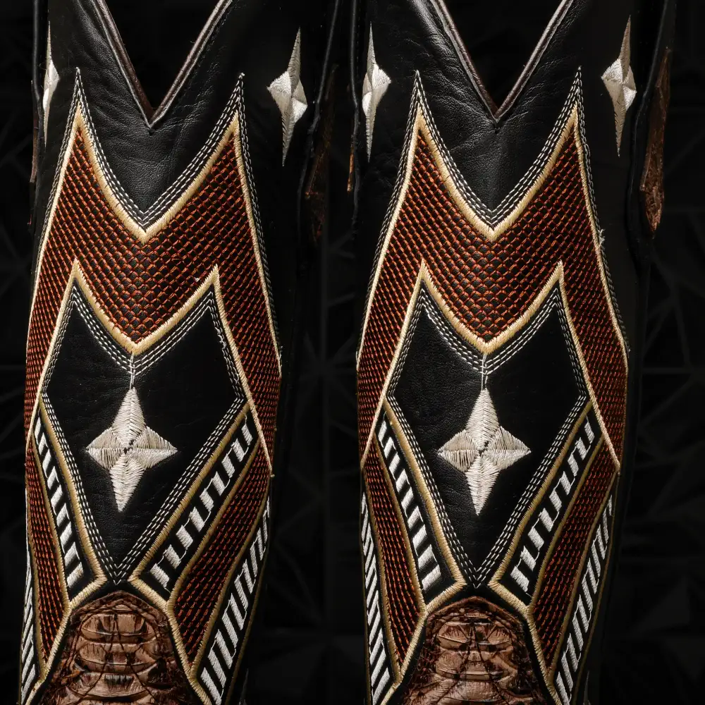 Brown Water Snake Leather Boots - Cutter Toe