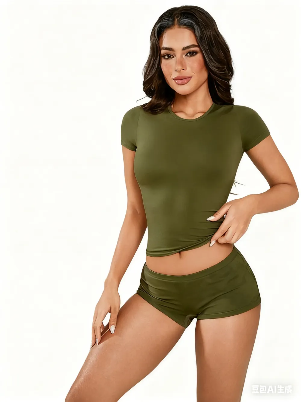 Women's Solid Crop Tee & Boxer Shorts Loungewear