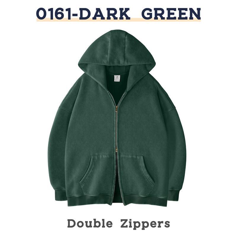 Unisex Oversized Acid Wash Zip Up Hoodie