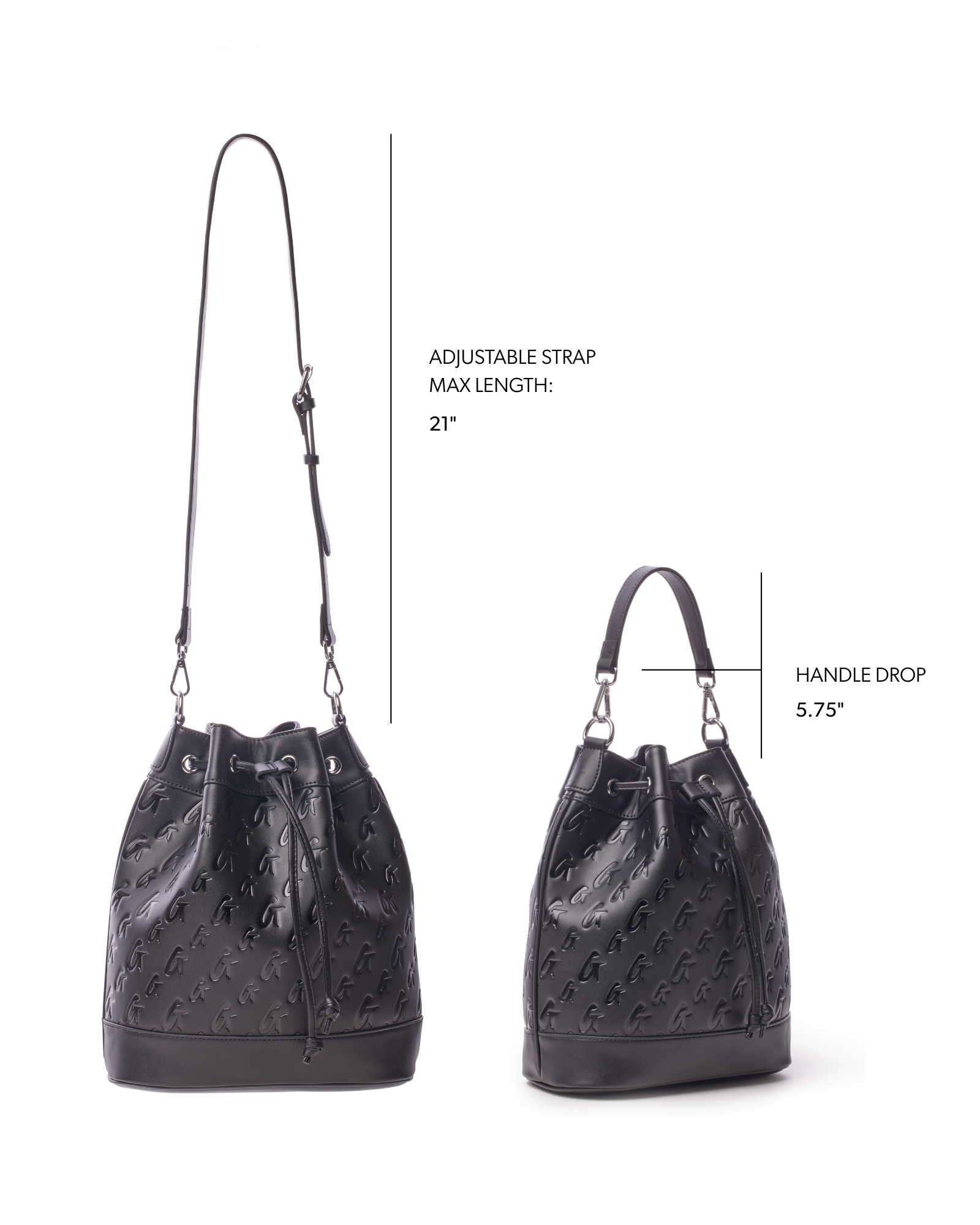 LARGE MONOGRAM BUCKET BAG - BLACK
