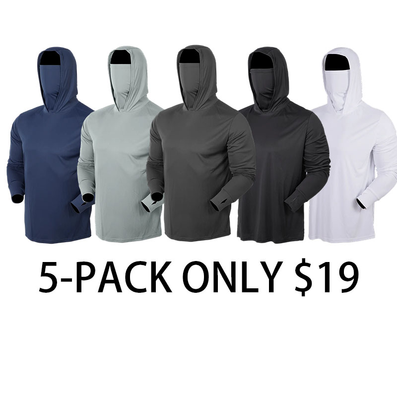 Men’s UPF 50+ Hooded Sun Protection Shirt with Face Mask & Neck Gaiter