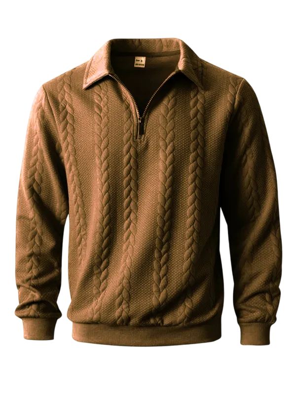 Men's Fall Winter Outfits Knitted Polo Neck Long Sleeve Sweatshirt for Daliy Wear